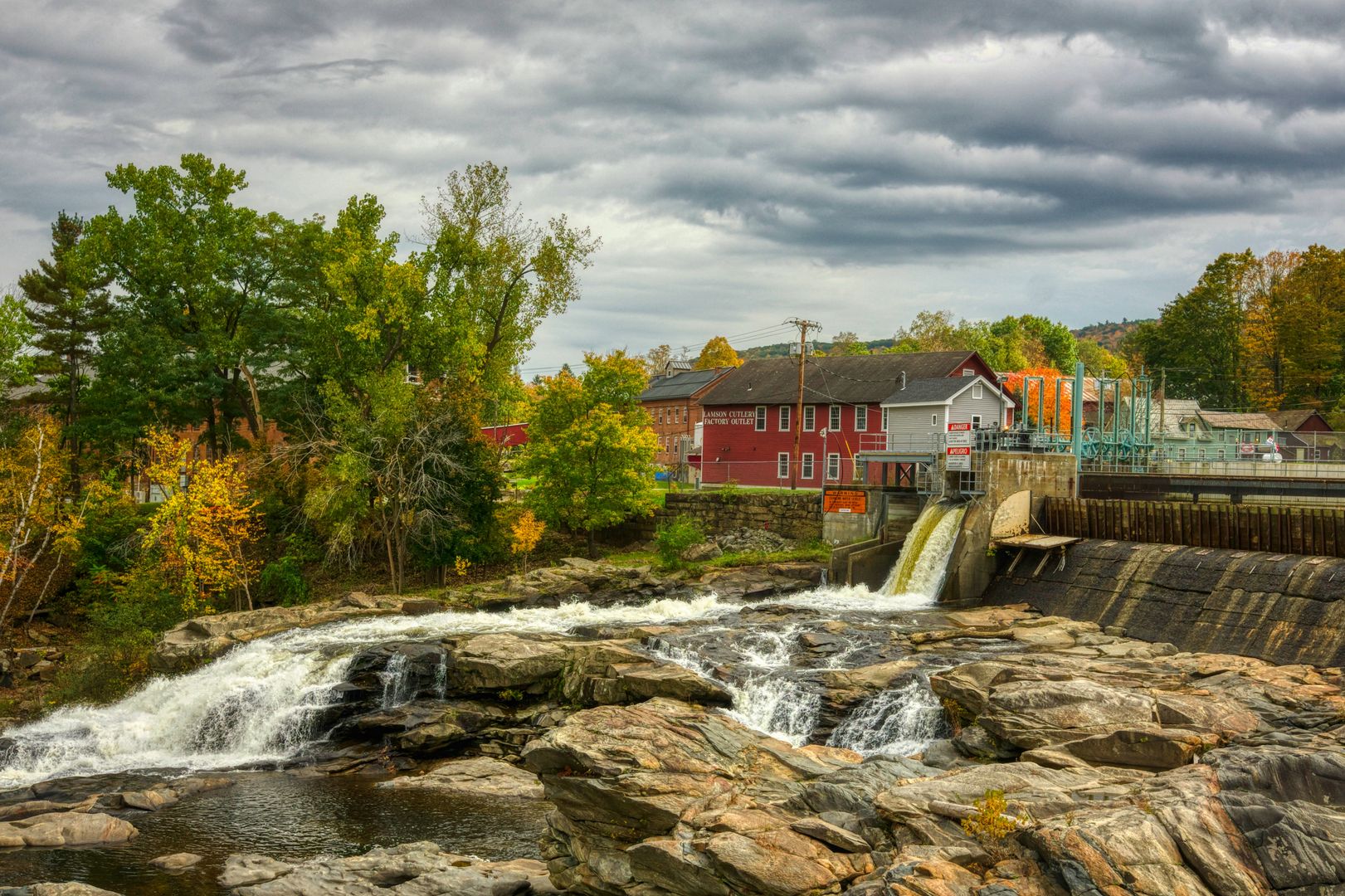 Dam and landscape scene in western Massachusetts