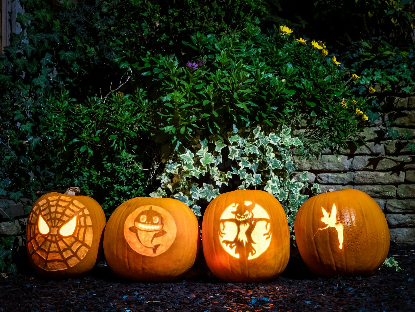 Carved pumpkins on display